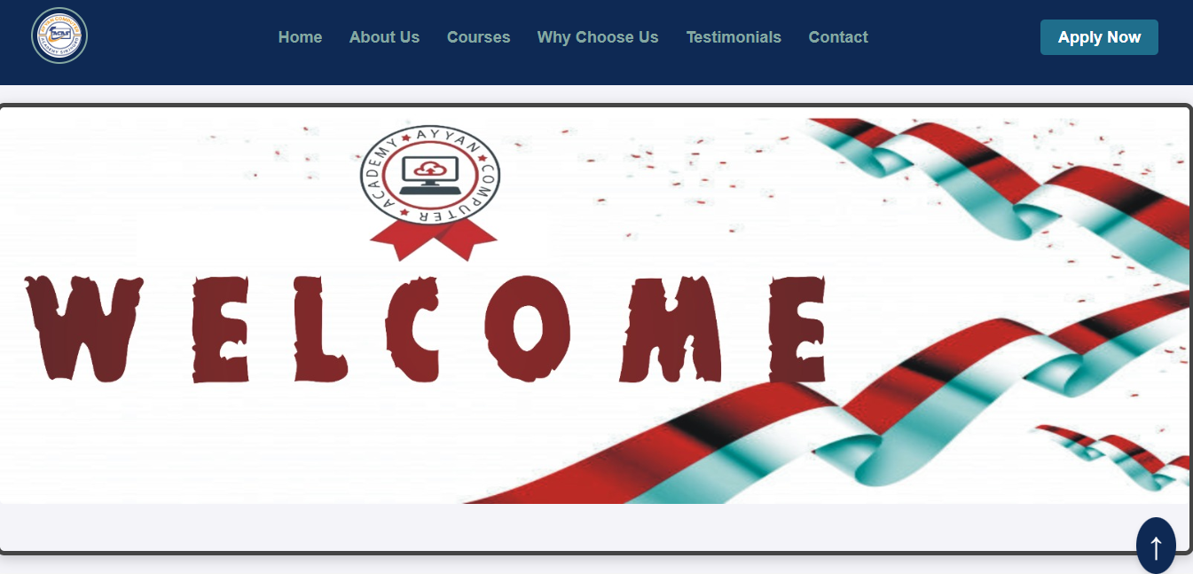 Ayyan Computer Academy Welcome Page